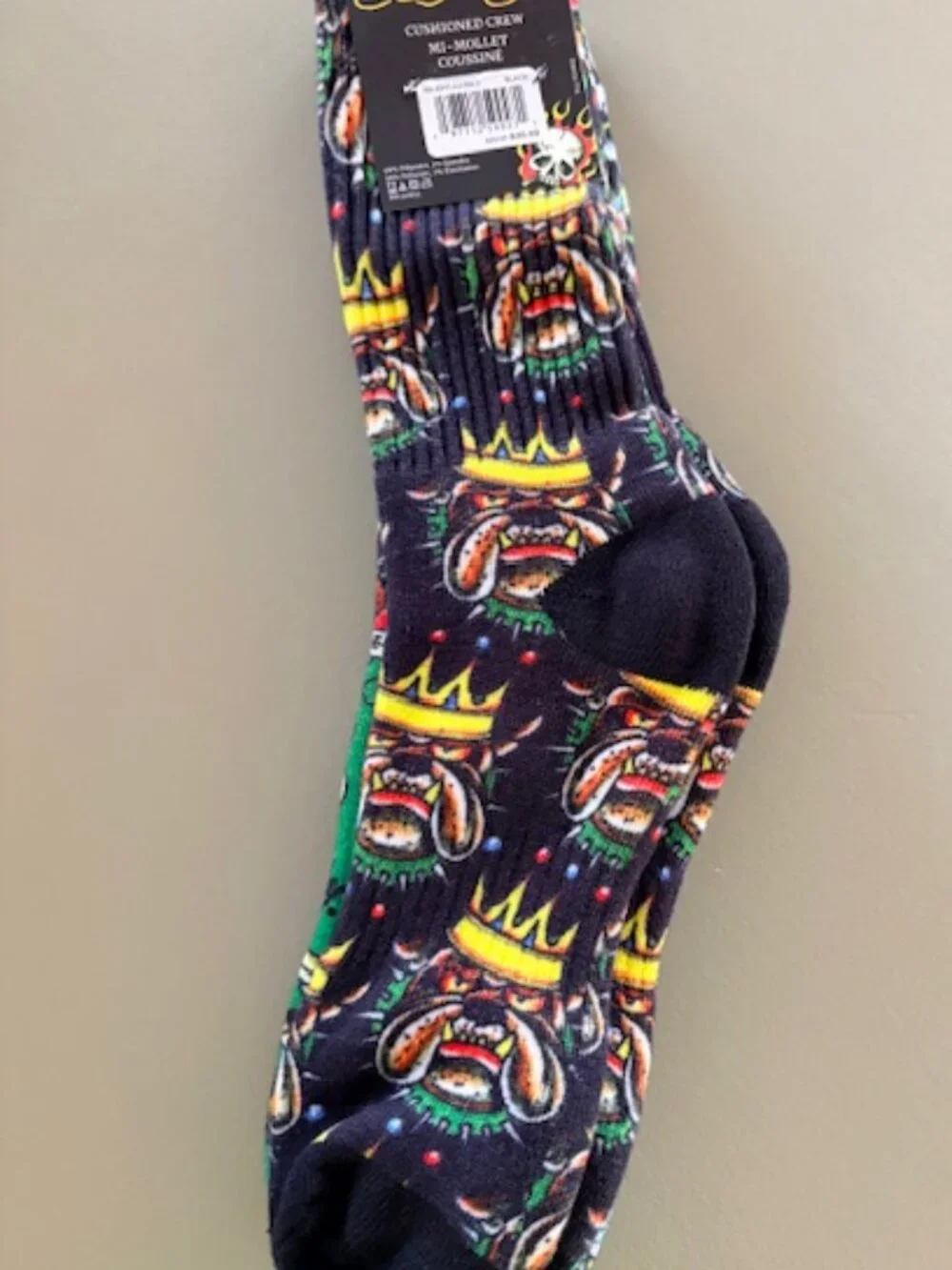 ED HARDY Tattoo Print Fashion Cushioned Crew Socks 3 Pairs Mens 6-12 Womens 8-12
